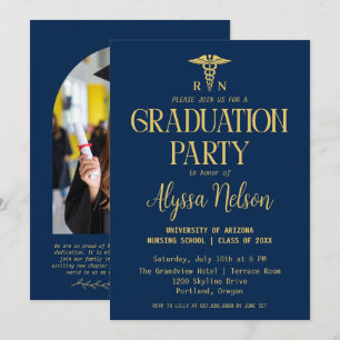 Modern Nursing School Graduation Party Photo Invitation