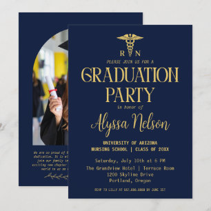 Modern Nursing School Graduation Party Photo Invitation