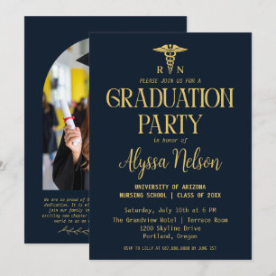 Modern Nursing School Graduation Party Photo Invitation