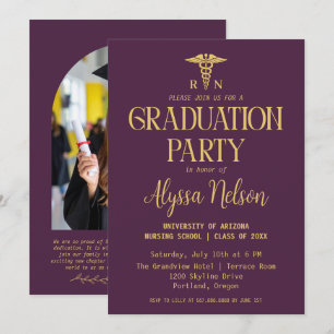 Modern Nursing School Graduation Party Photo Invitation