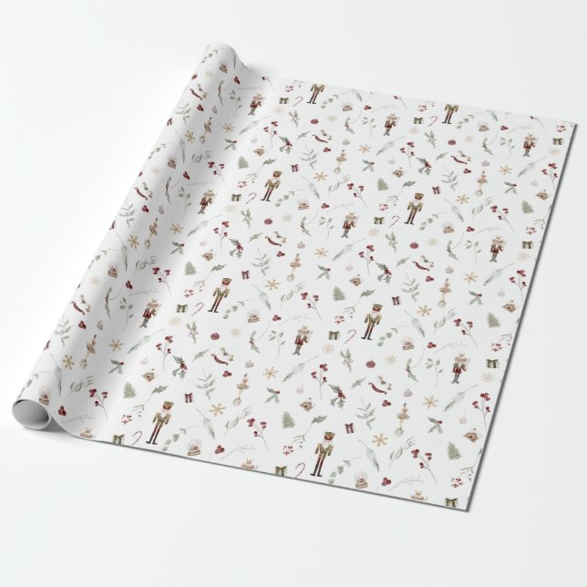 Modern Nutcracker Ballerina Mouse King Christmas  Wrapping Paper (Unrolled)