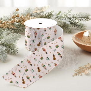 Modern Nutcracker Christmas Bow Ribbon Pattern Grosgrain Ribbon