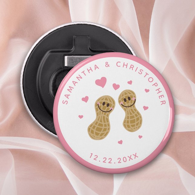 Modern Nuts About Each Other Pink Wedding Favours Bottle Opener (Creator Uploaded)