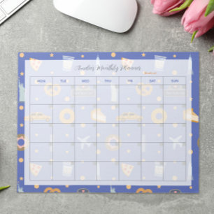 Modern NYC Pattern Blue Monthly Planner Name Notepad