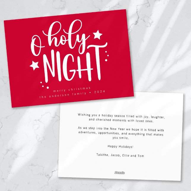 Modern O Holy Night Christmas Holiday Card (Creator Uploaded)