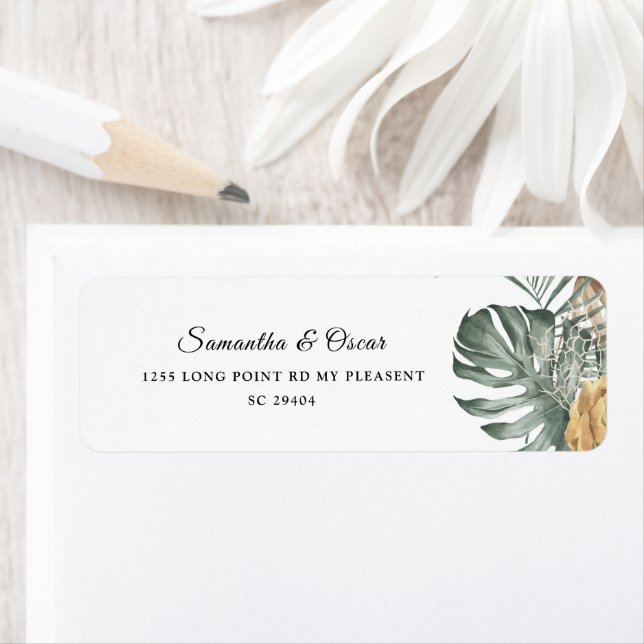 Modern Oasis Watercolor Flowers & Leaves Frame (Insitu)