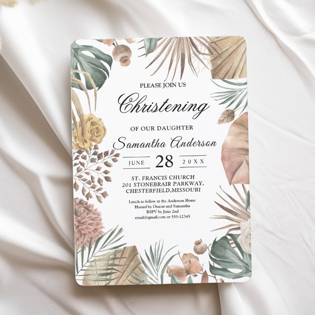 Modern Oasis Watercolor Flowers & Leaves Frame Invitation (Creator Uploaded)