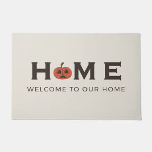 Modern Oatmeal Welcome to Our Home Pumpkin Fall Doormat