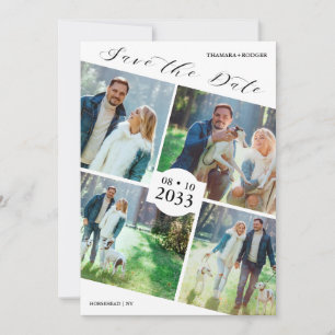 Modern Oblique Design 4 Photos Collage Save The Date