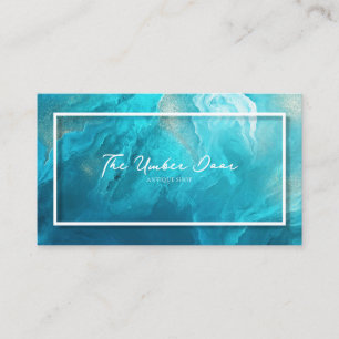 Modern Ocean Abstract Teal and Gold Business Card