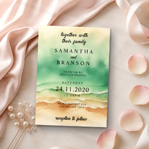 Modern Ocean Beach Sand Watercolor Elegant Invitation