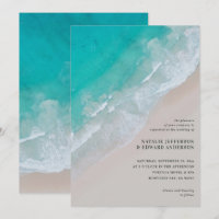 Modern ocean beach script sand elegant tropical
