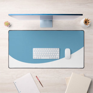 Modern Ocean Blue Flowing White Wave Bottom Edge Desk Mat