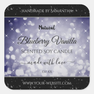 Modern Ocean Blue Sparkling Glitter Product Labels