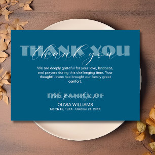 Modern ocean blue Traditional Funeral Thank You Card