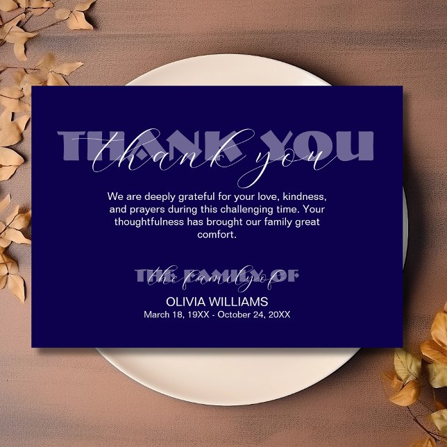 Modern ocean blue Traditional Funeral  Thank You Card (Creator Uploaded)