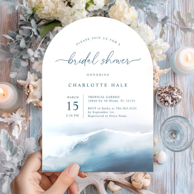 Modern Ocean Bridal Shower  Beach Invitation (Creator Uploaded)