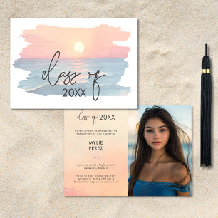 Modern Ocean Sunset Beach Graduation Announcement