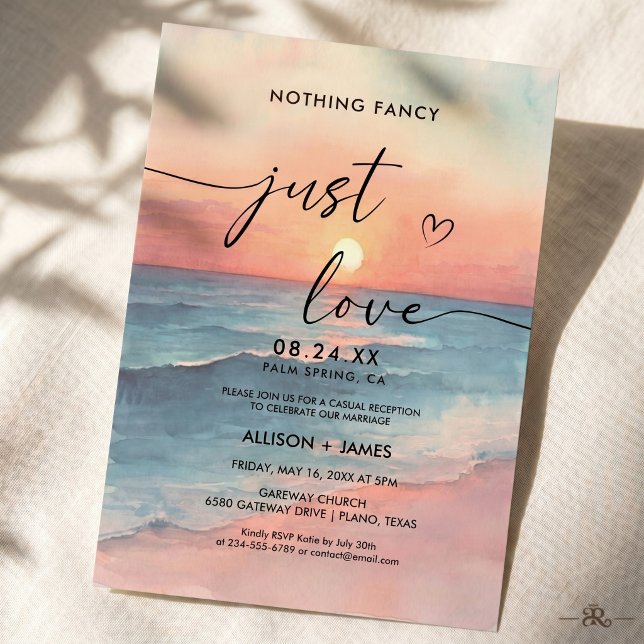 Modern Ocean Sunset Watercolor Beach  Invitation (Creator Uploaded)