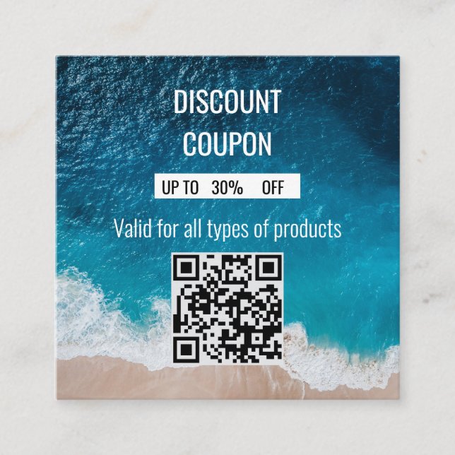 Modern Ocean-Themed Discount Coupon with QR Code (Front)