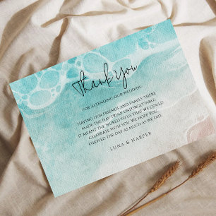 Modern Ocean Tide Watercolor Thank You Card