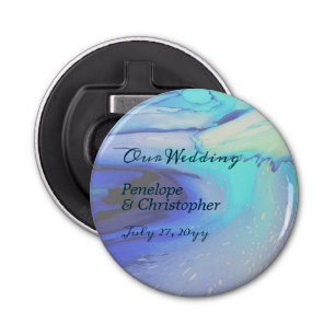 Modern Ocean Water Blue Abstract Beach Wedding Bottle Opener