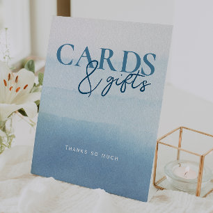 Modern Ocean Watercolor Baby Shower Cards & Gifts Pedestal Sign