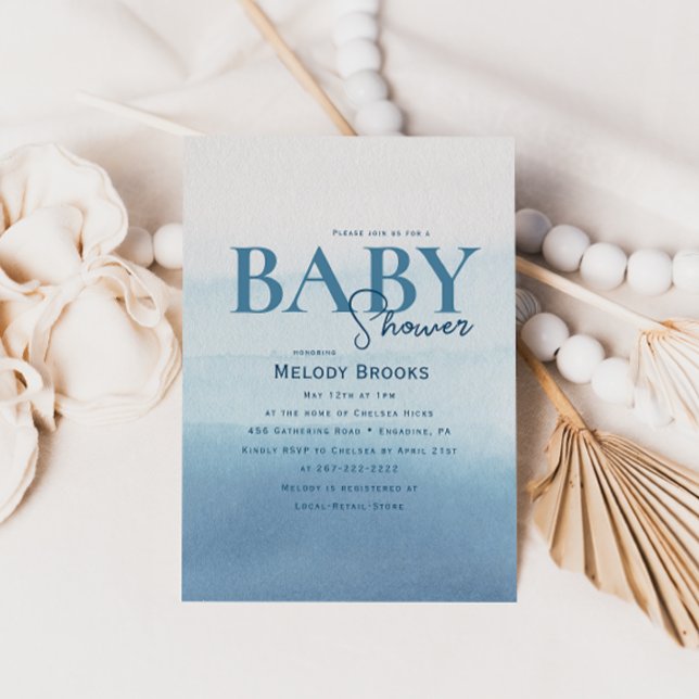 Modern Ocean Watercolor Baby Shower Invitation (Creator Uploaded)