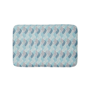 Modern Ocean Wave Pattern Bath Mat