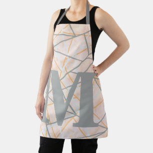 Modern Ochre and Grey Geometric Lines Apron