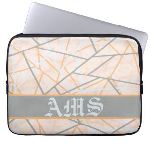 Modern Ochre and Grey Geometric Lines Laptop Sleeve