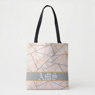 Modern Ochre and Grey Geometric Lines Tote Bag