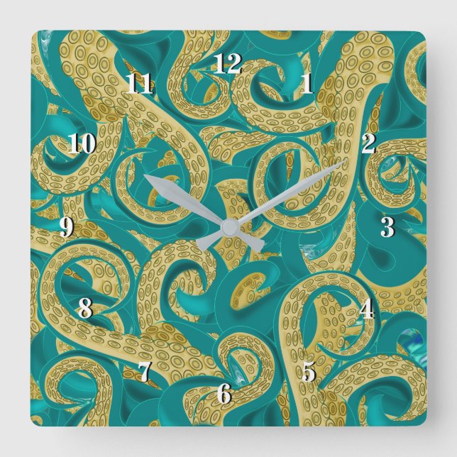 Modern Octopus Art Wall Clock - Painting (Front)