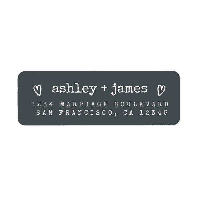 Modern Off-Black Wedding Return Address Label (Front)