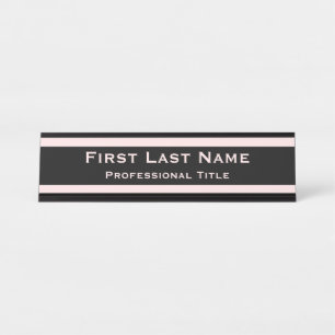 Modern Office Desk Name Plate Light Pink