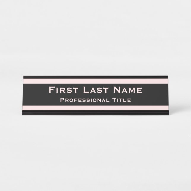 Modern Office Desk Name Plate Light Pink (Front)