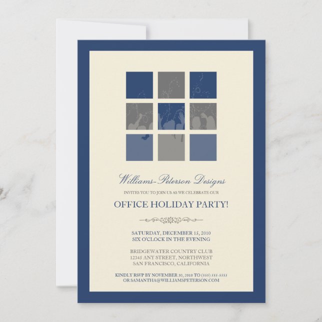 Modern Office Holiday Party Invitation (navy) (Front)