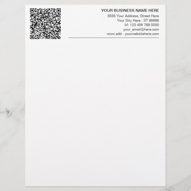 Modern Office Letterhead with Your QR code Info (Front)