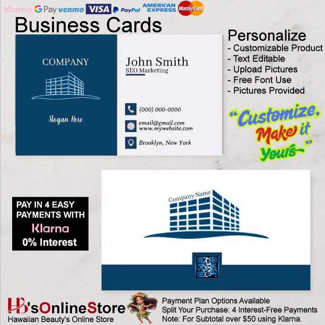 Modern Office Logo Navy SEO Marketing QR Code Business Card (Modern Office Logo Navy SEO Marketing QR Code Business Card 2.)