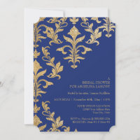 Modern Offset Damask Wedding Invitations Faux Gold