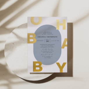 Modern Oh Baby Blue Boy Baby Shower Gold 