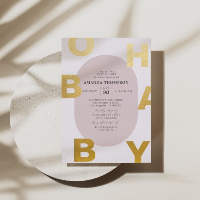 Modern Oh Baby Blush Pink Baby Shower Gold (Creator Uploaded)