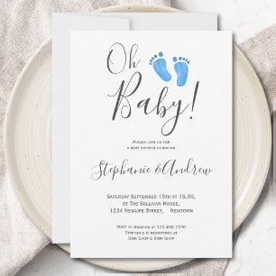 Modern Oh Baby Boy Couples Baby Shower Invitation