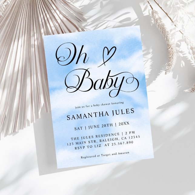 Modern Oh Baby Clouds Themed Baby Shower Invitation (Creator Uploaded)
