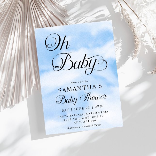 Modern Oh Baby Clouds Themed Baby Shower Invitation (Creator Uploaded)