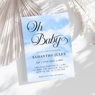 Modern Oh Baby Clouds Themed Baby Shower Invitation