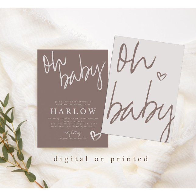 Modern Oh Baby Gender Neutral Baby Shower Invite (Creator Uploaded)
