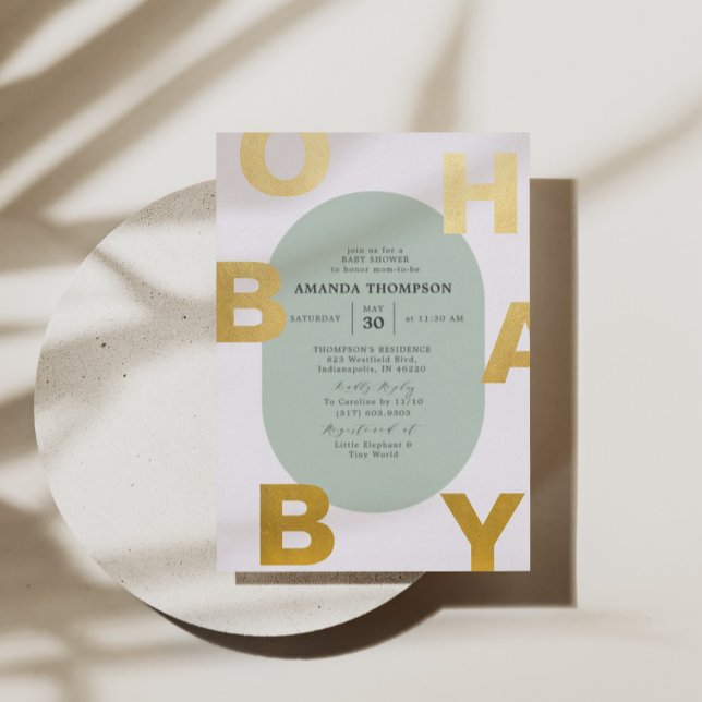 Modern Oh Baby Green Neutral Baby Shower Gold (Creator Uploaded)