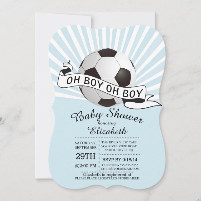 Modern Oh Boy Soccer Boys Baby Shower Invitation (Front)