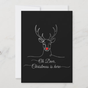 Modern "Oh Deer" Minimalist Christmas Reindeer Invitation